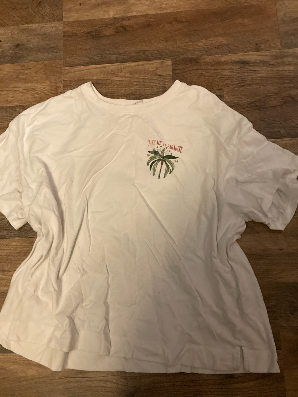Old Navy White Crop Top with Small Palm Graphic